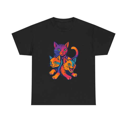 Colorful Cat Tee - Playful Unisex