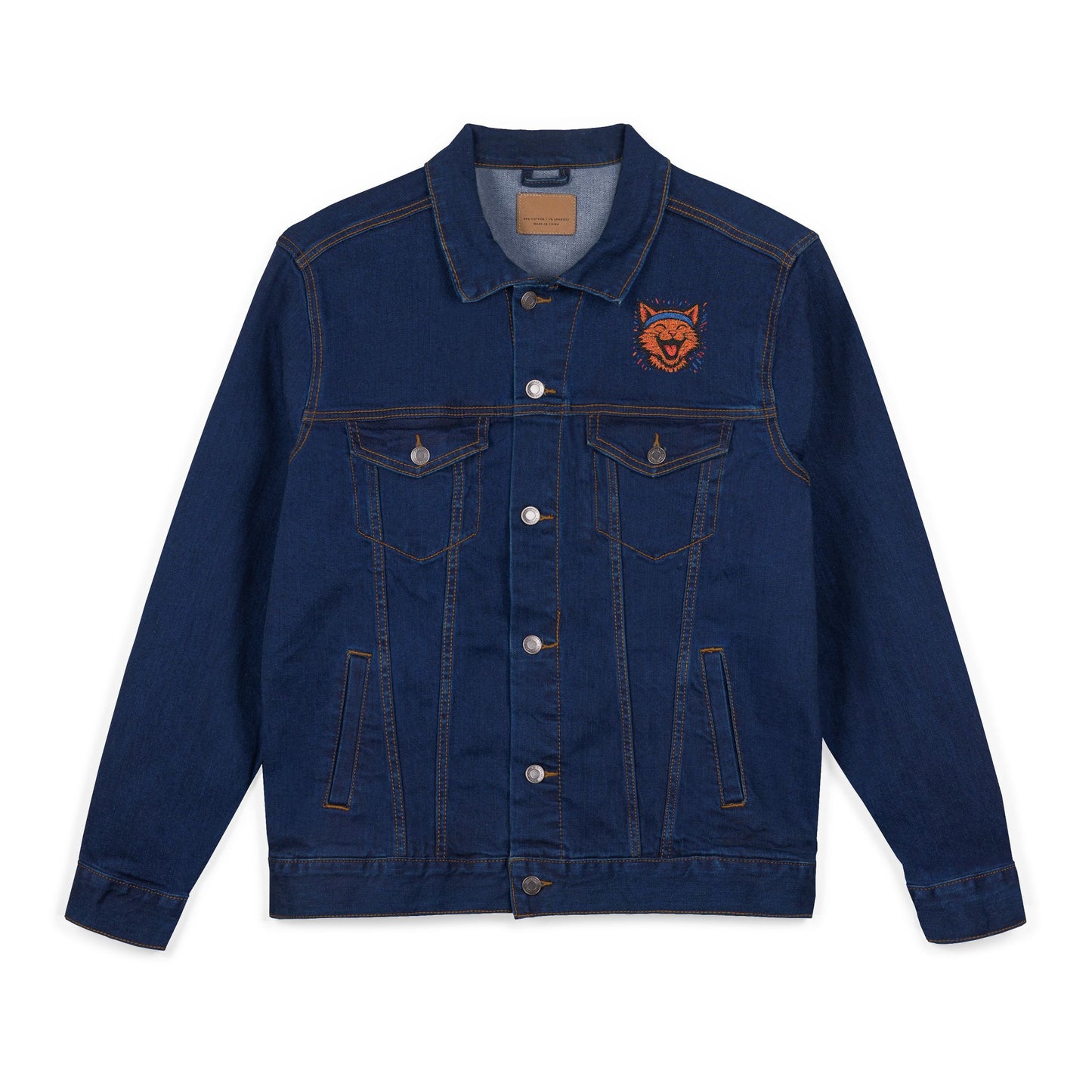 Chaotic Cat Embroidered Unisex Denim Jacket