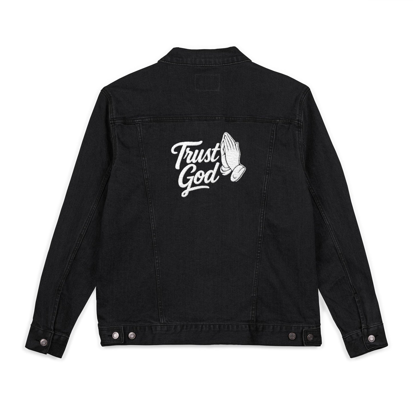 Trust God Embroidered Unisex Denim Jacket