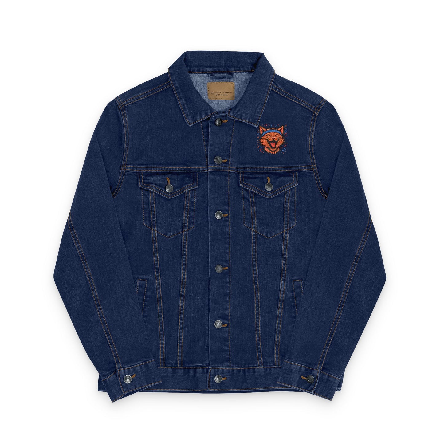 Chaotic Cat Embroidered Unisex Denim Jacket