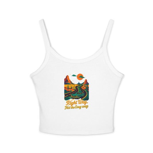 Women's Spaghetti Strap Tank Top with Retro Mountains