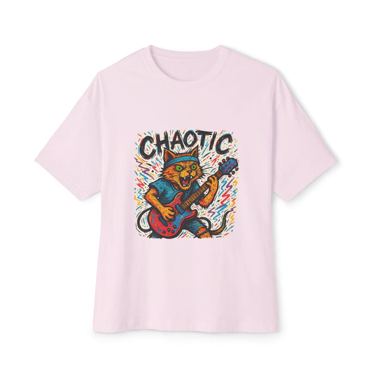 Chaotic Cat Graphic Tee, Unisex Oversized