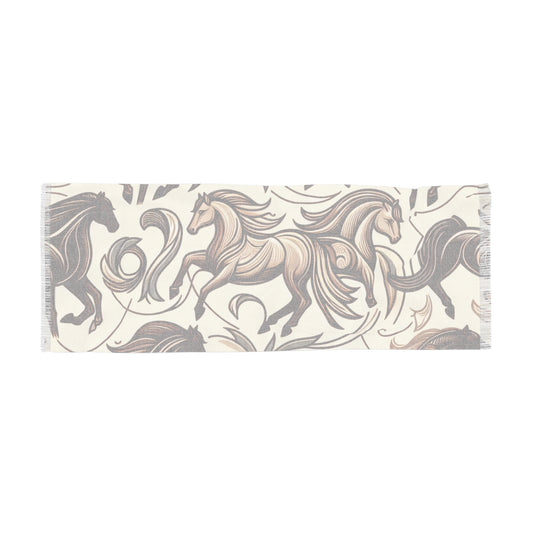 Elegant Equestrian Light Scarf, Horses Design