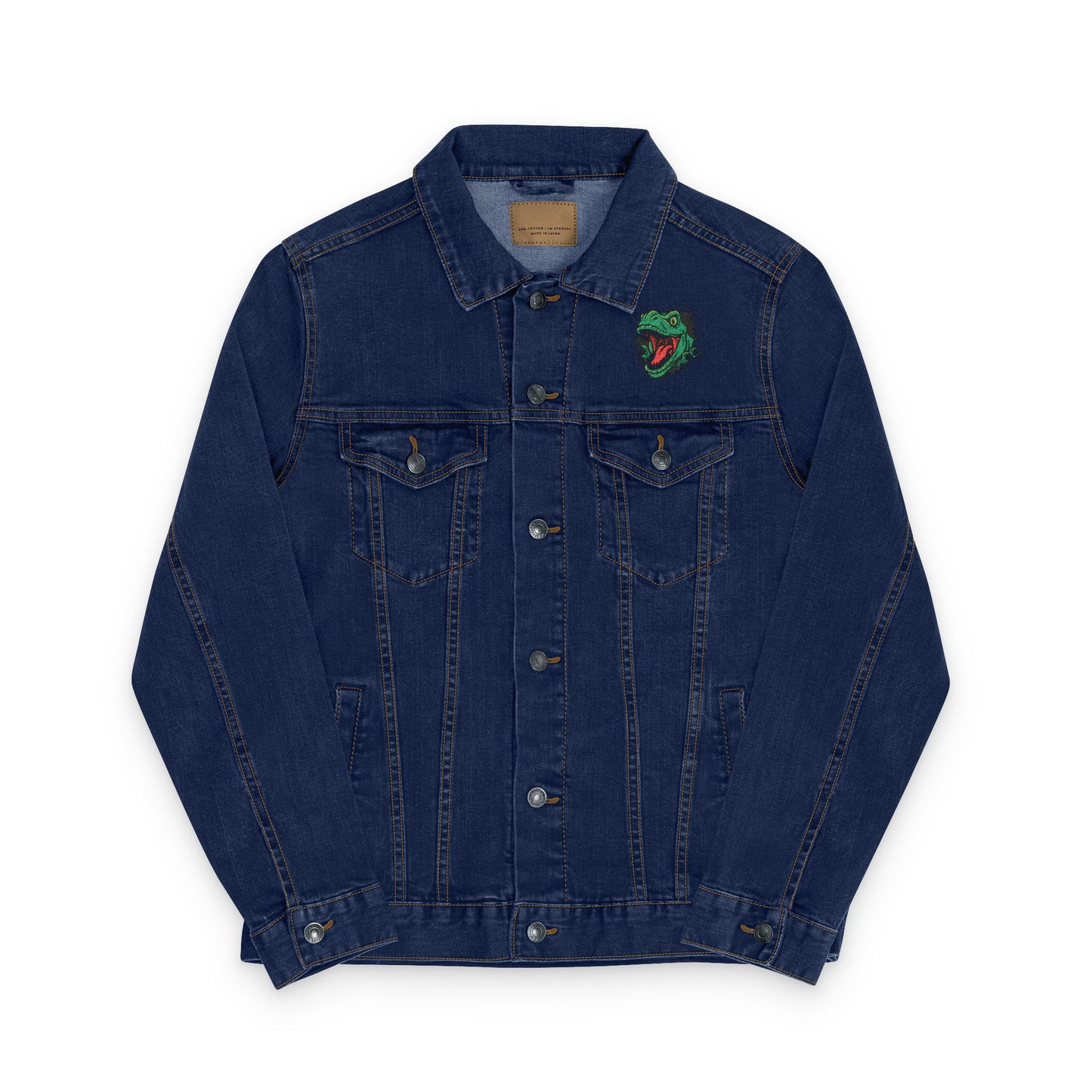 Embroidered Dinosaur Denim Jacket