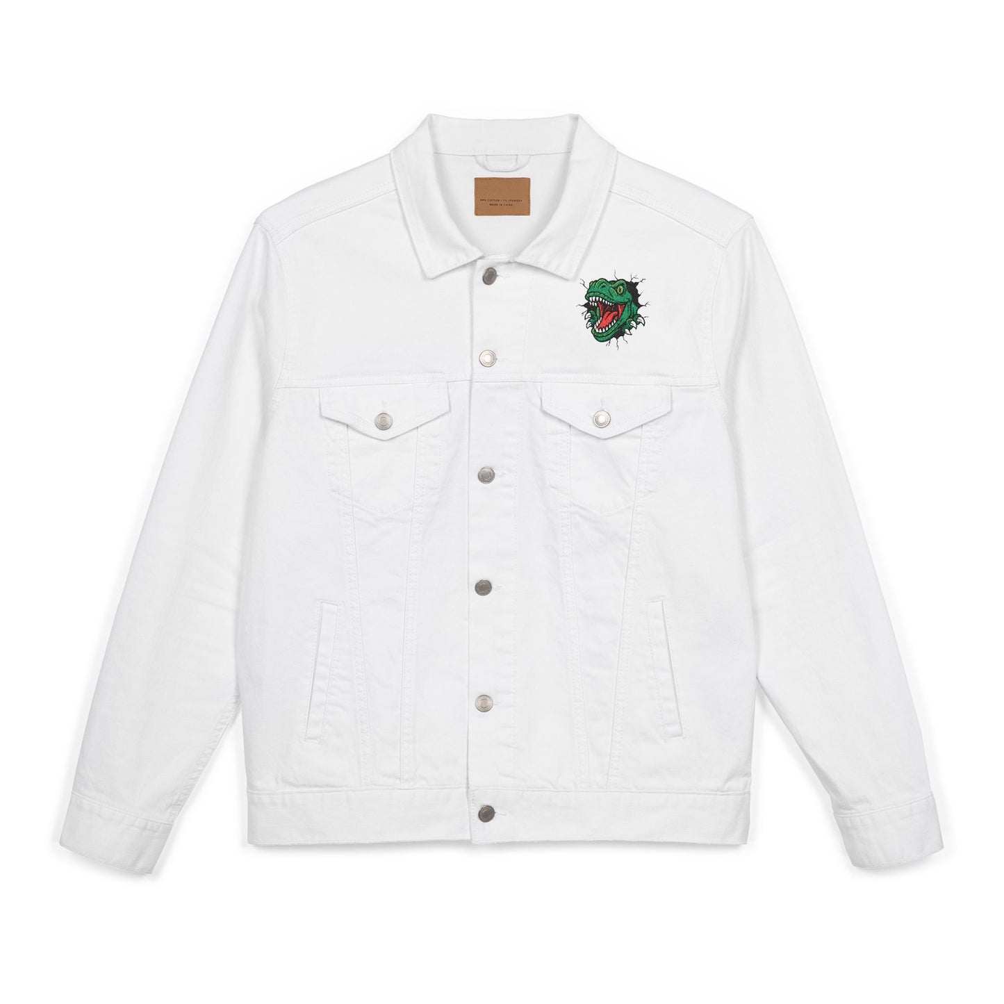 Embroidered Dinosaur Denim Jacket