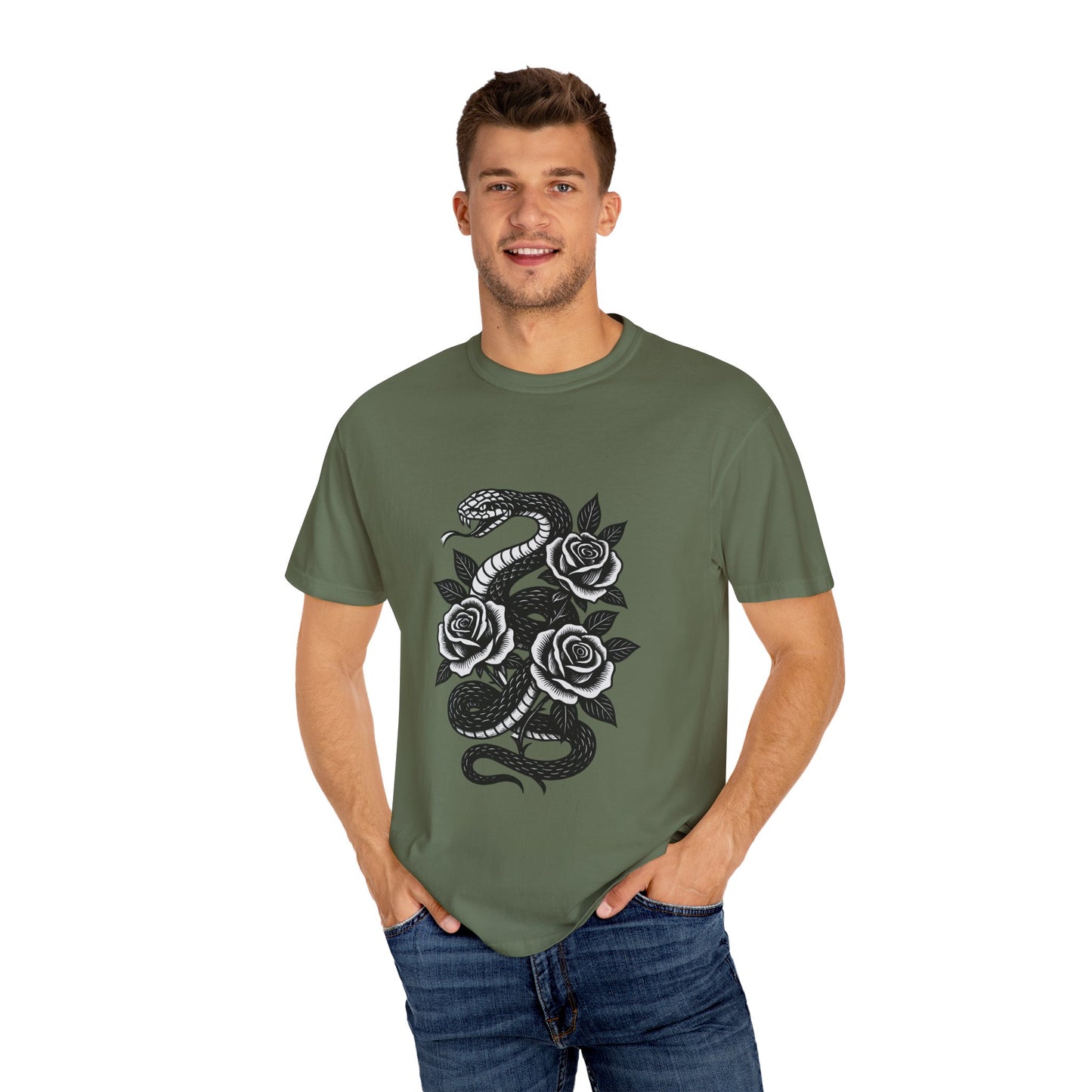 Snake and Roses Graphic T-Shirt