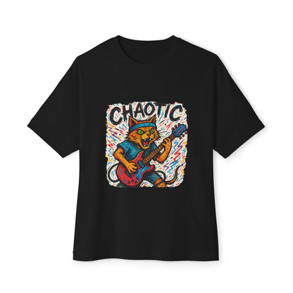 Chaotic Cat Graphic Tee, Unisex Oversized