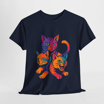 Colorful Cat Tee - Playful Unisex