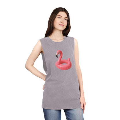 Tank Top with Pink Flamingo Design, Summer Vibes,