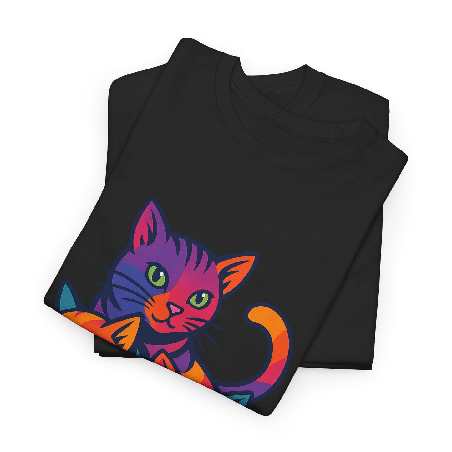 Colorful Cat Tee - Playful Unisex