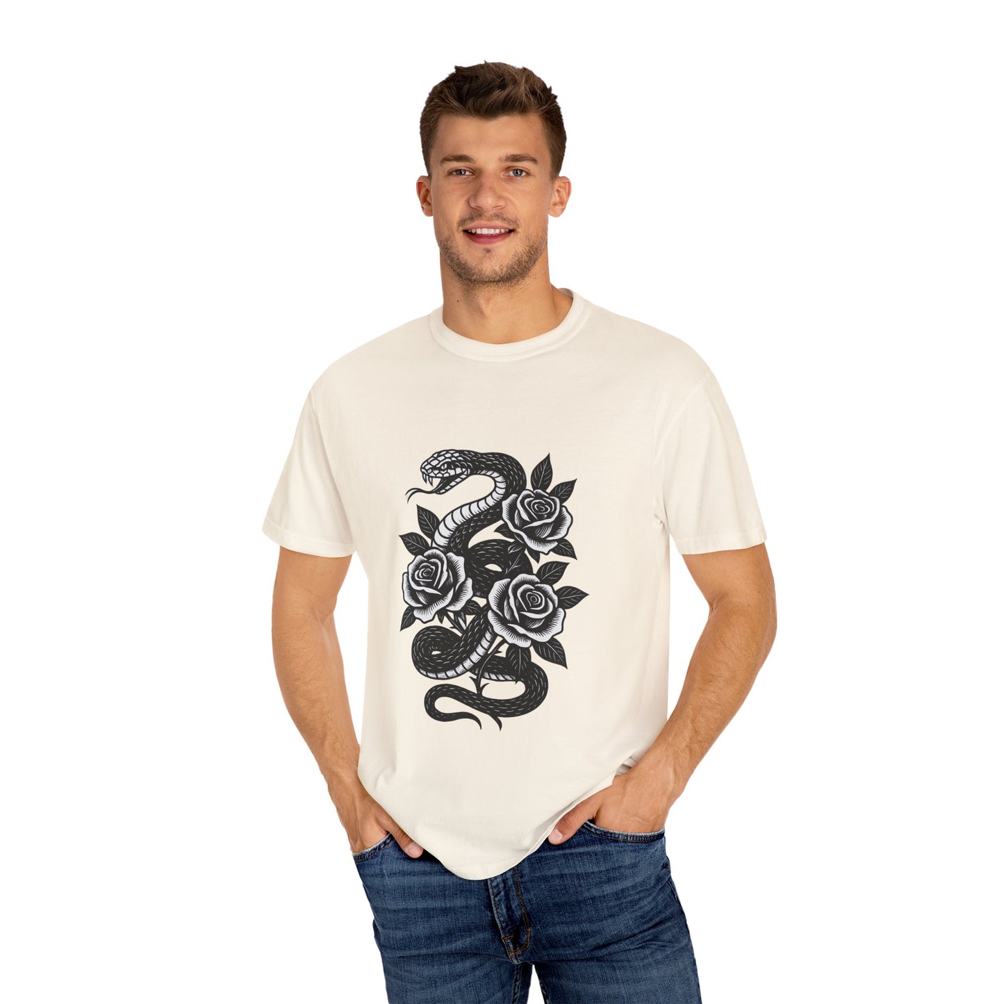 Snake and Roses Graphic T-Shirt