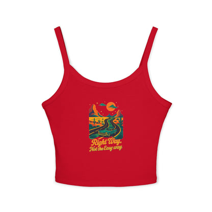 Women's Spaghetti Strap Tank Top with Retro Mountains