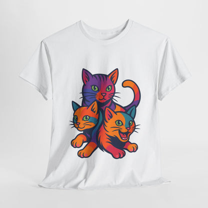 Colorful Cat Tee - Playful Unisex