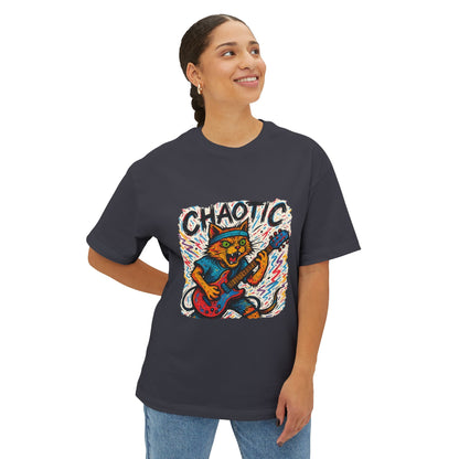 Chaotic Cat Graphic Tee, Unisex Oversized