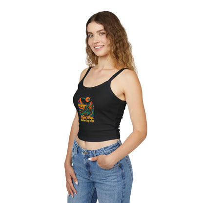 Women's Spaghetti Strap Tank Top with Retro Mountains