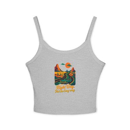 Women's Spaghetti Strap Tank Top with Retro Mountains