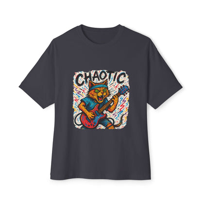 Chaotic Cat Graphic Tee, Unisex Oversized